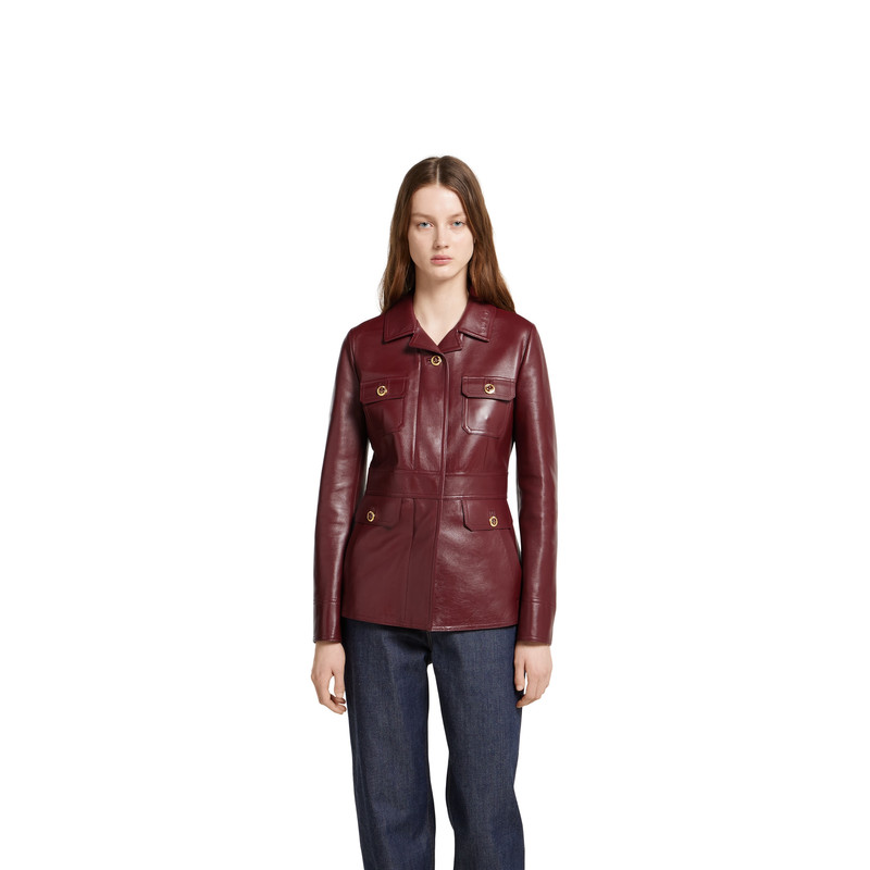 Leather jacket with embossed logo 3