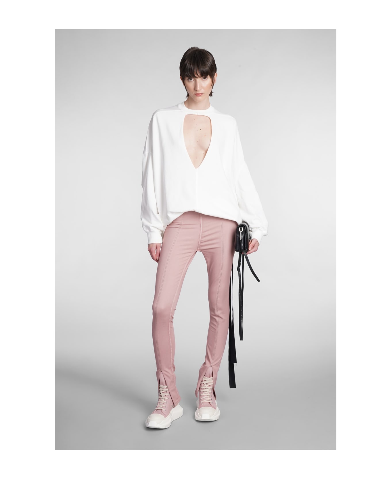 Slit Front Leggins Leggings In Rose-pink Cotton - 2