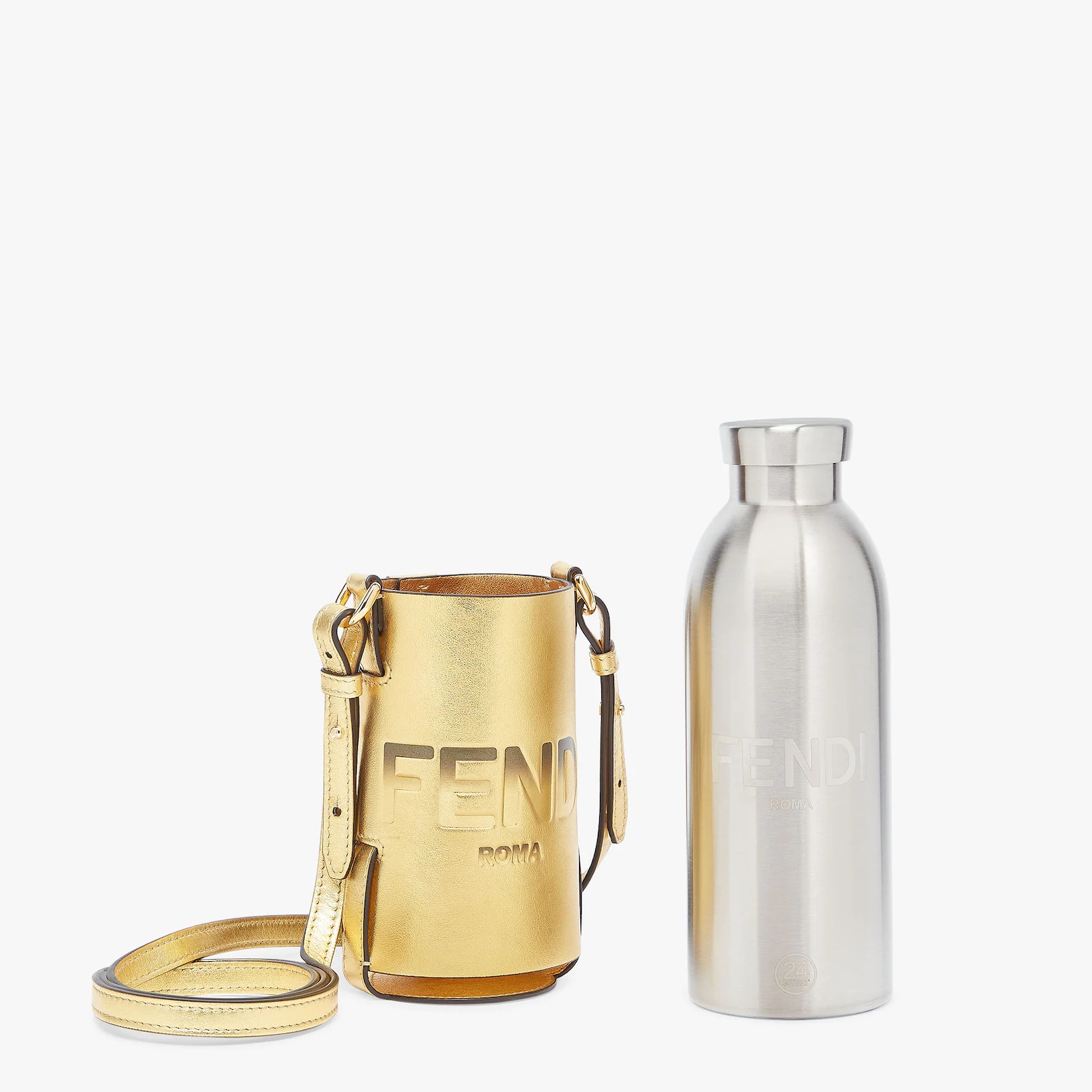 Gold leather flask holder - 2