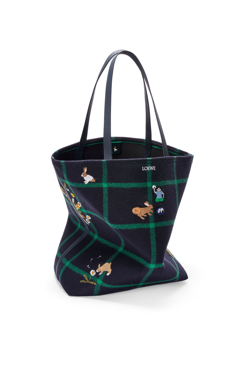 Loewe Bunny XL Puzzle Fold tote in embroidered canvas outlook