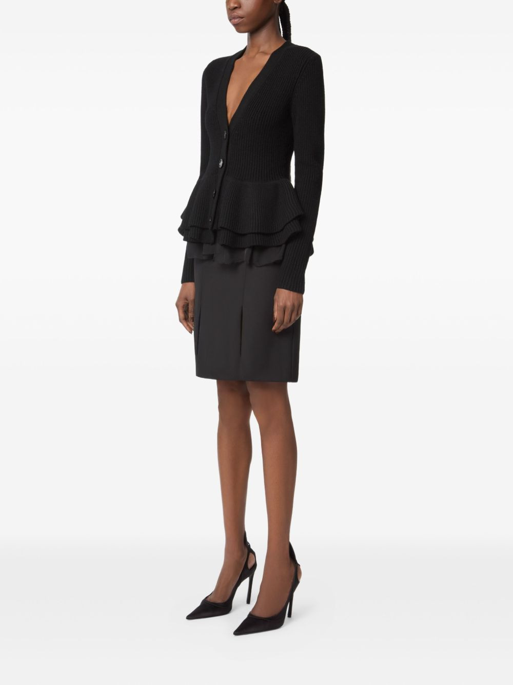 ruffled peplum cardigan - 3