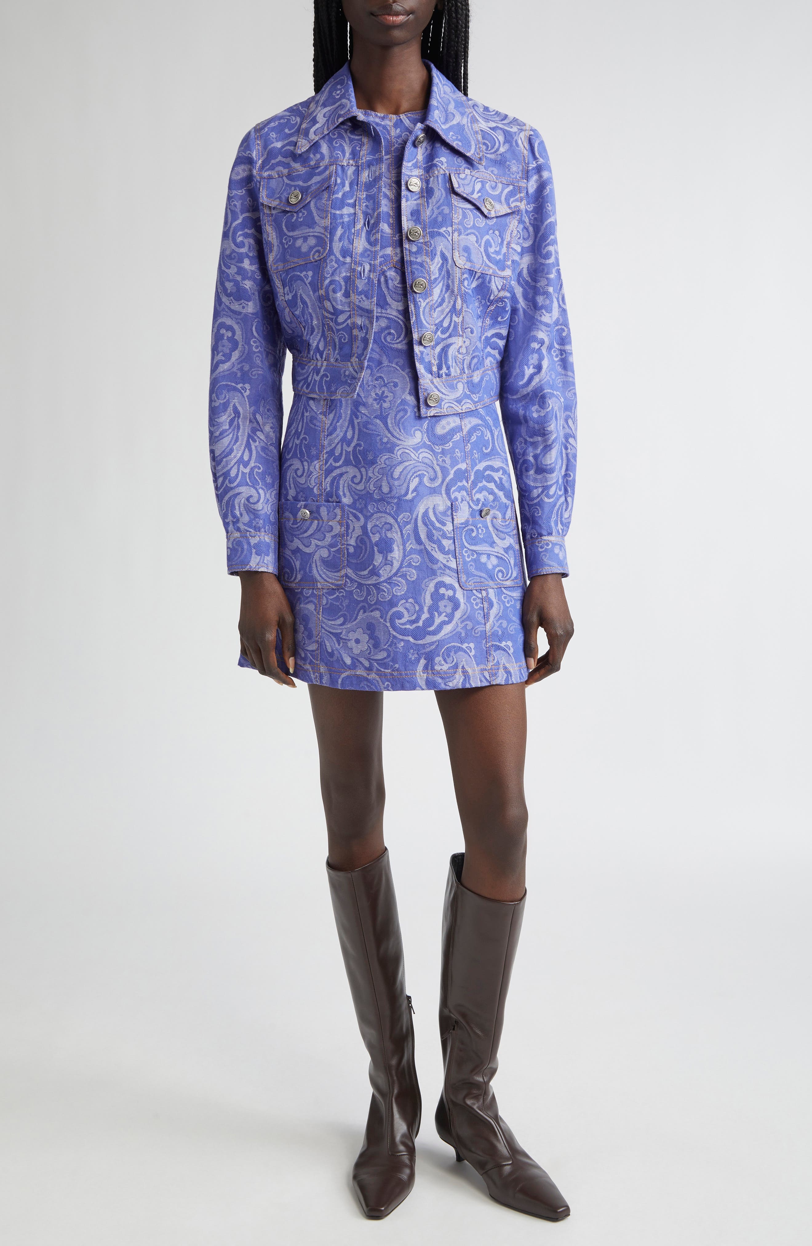 Etro Paisley Denim Sheath Dress in Multicolour On Pale Blue Base at Nordstrom - 2