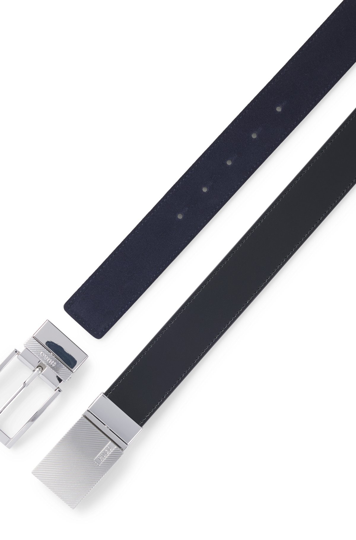 REVERSIBLE ITALIAN-LEATHER BELT WITH PIN AND PLAQUE BUCKLES - 3