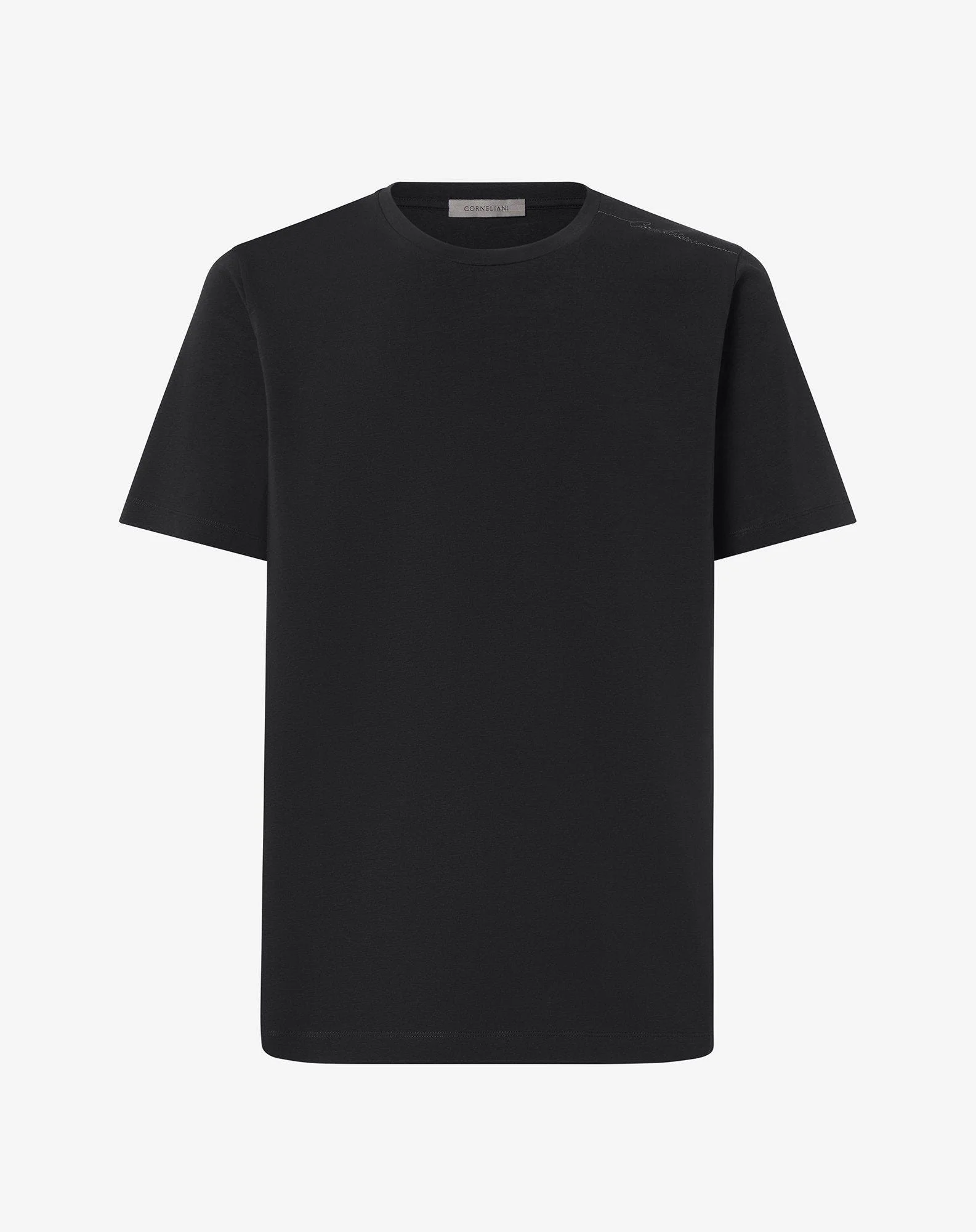 Black crew neck stretch jersey t-shirt - 1