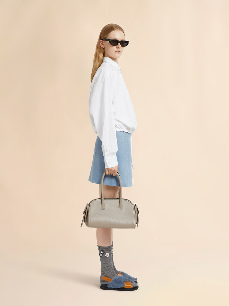 Marni TAUPE LEATHER TULIPEA EW TOTE BAG outlook