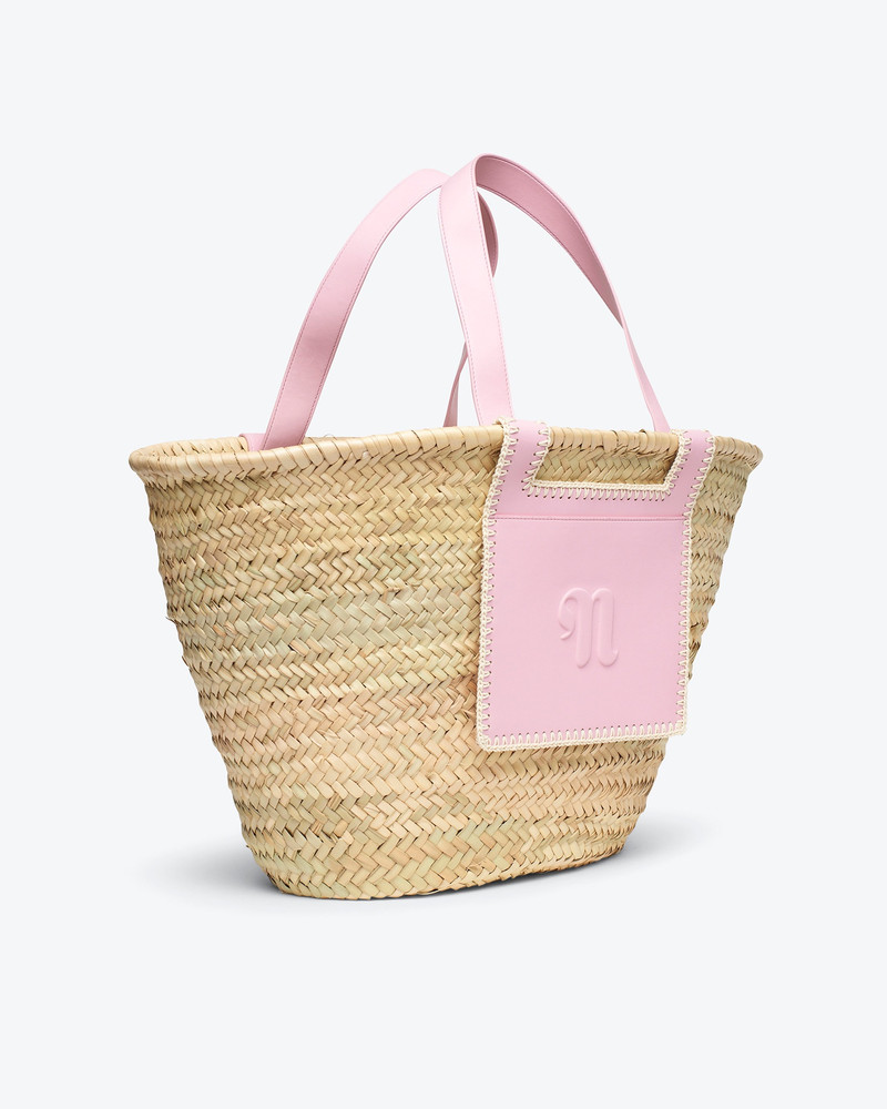 Nanushka THE BEACH BAG - Raffia tote - Natural/pink/creme outlook