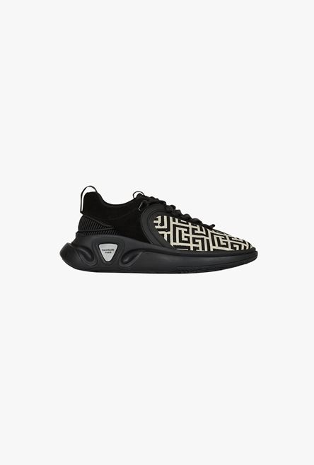 Bicolor gummy leather and mesh B-Runner sneakers - 1