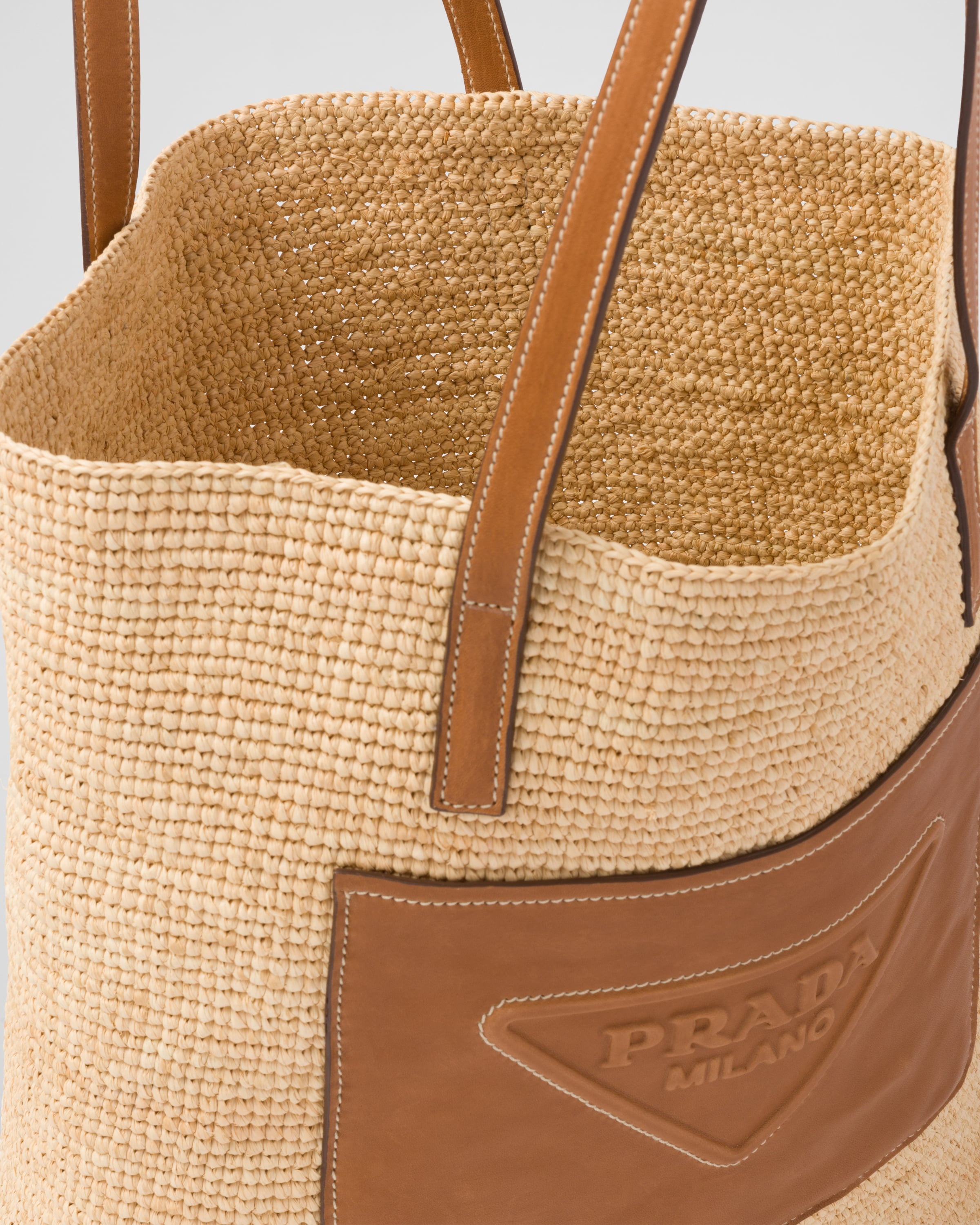 Crochet and leather tote bag - 5