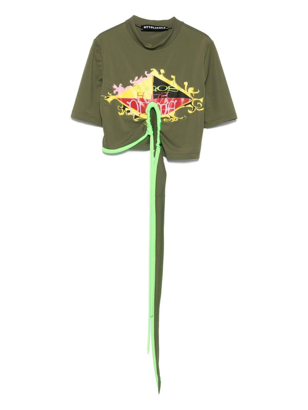 graphic-print tie-front T-shirt - 1