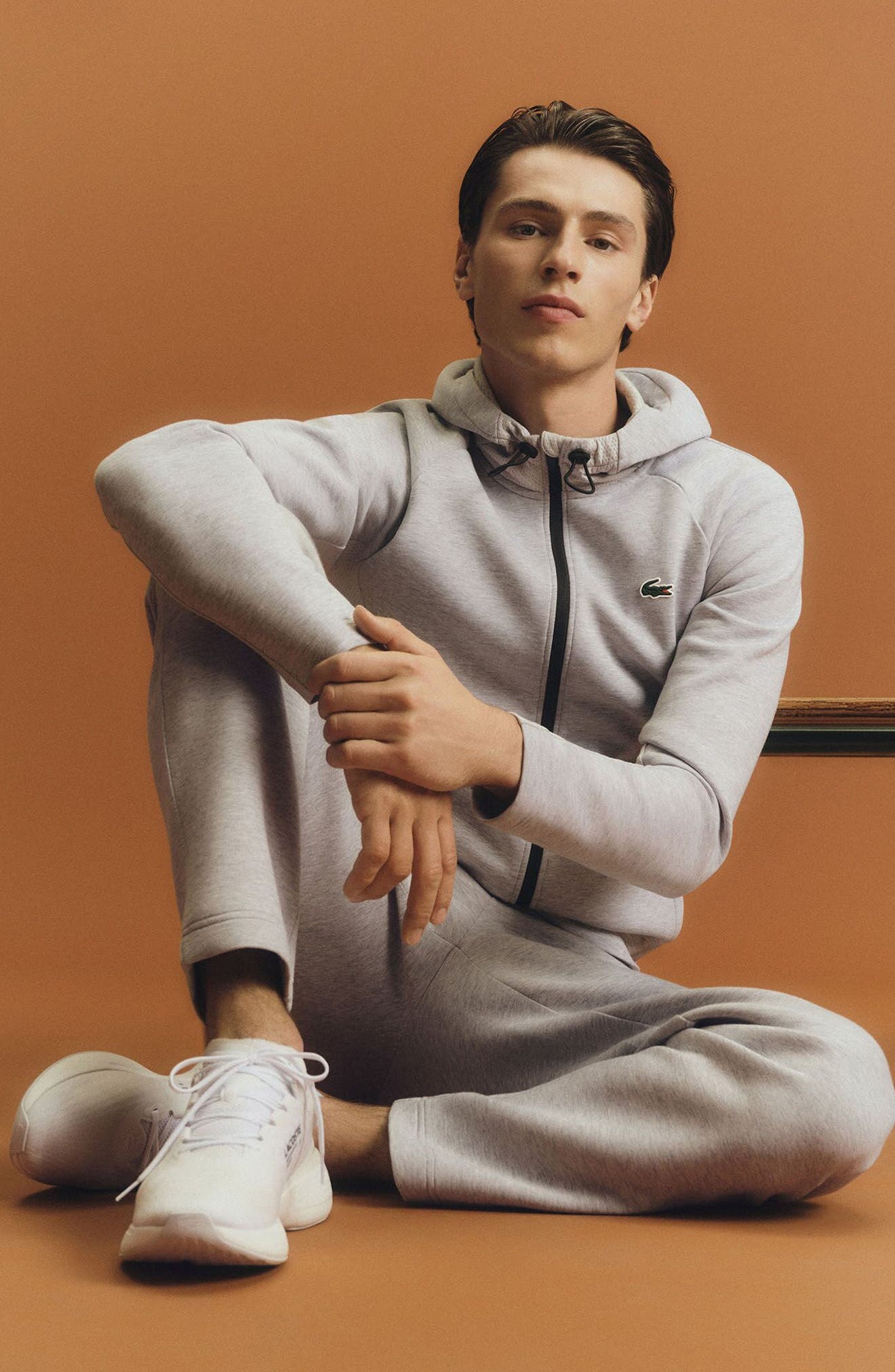 Lacoste Mesh Panel Tapered Track Pants in Grey Chine/Light Grey at Nordstrom - 7
