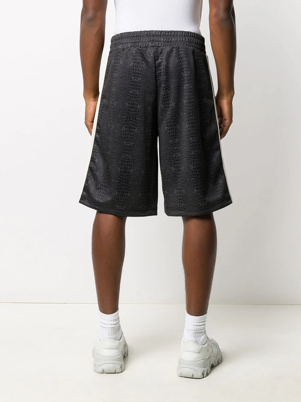 croc-effect pattern track shorts - 4