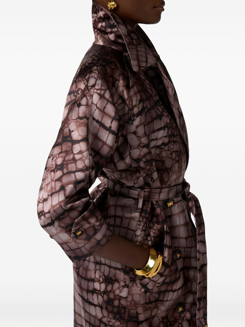 Alligator-print double-breasted trench coat 5