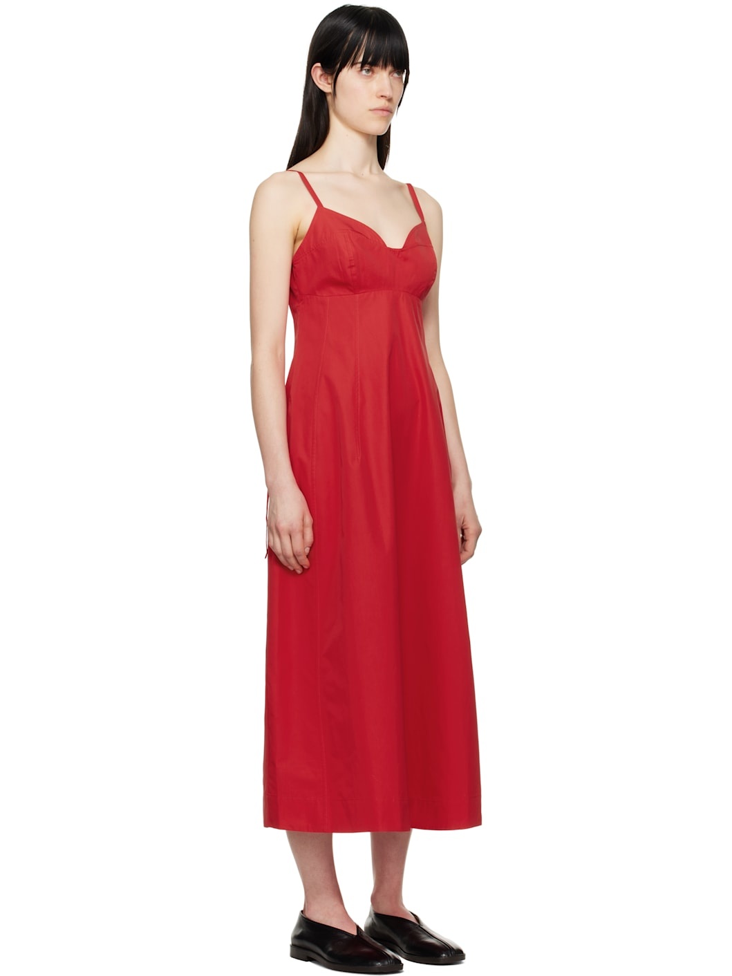 Red Bustier Midi Dress - 4