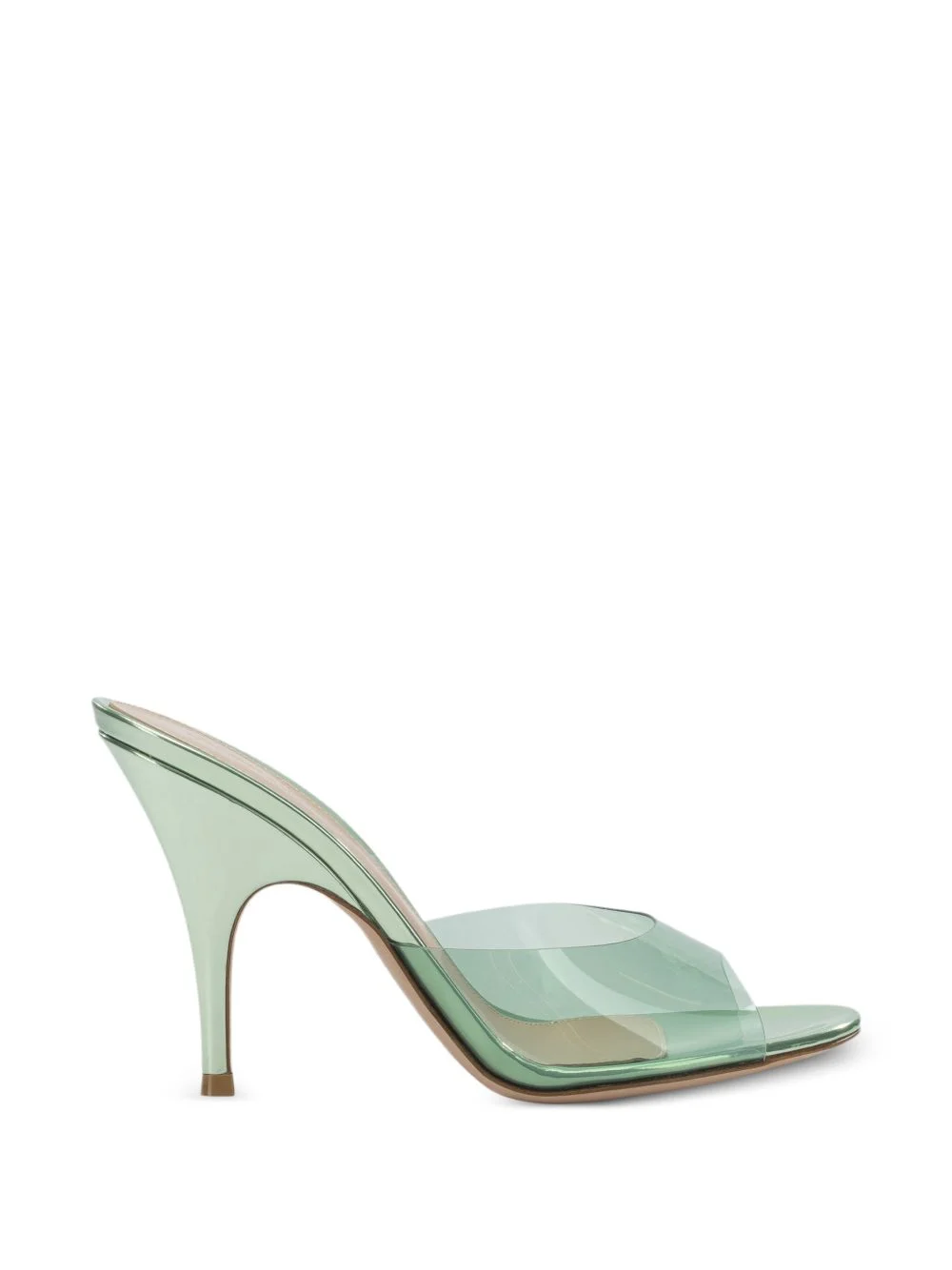 transparent-strap metallic-finish sandals - 1
