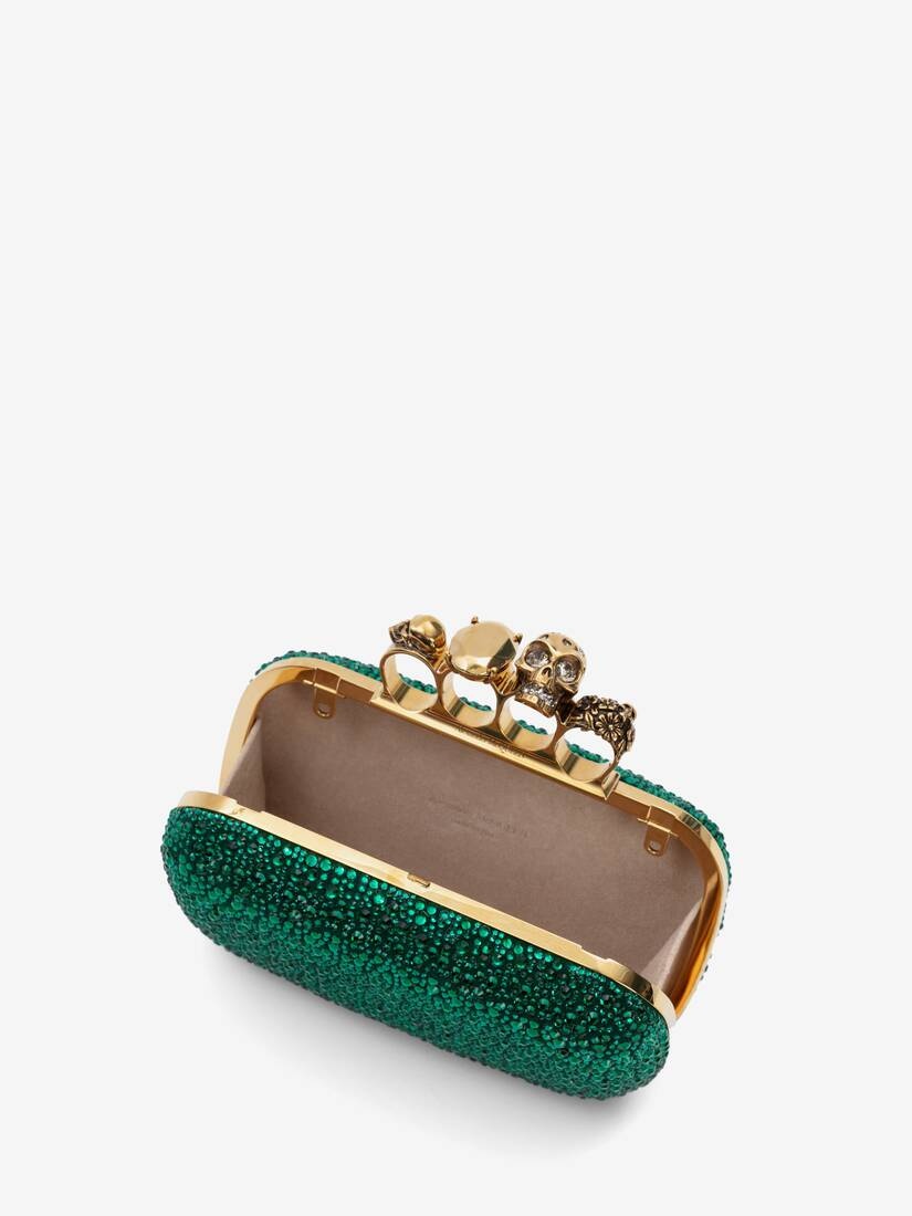 Women's Skull Four Ring Clutch in Emerald - 4