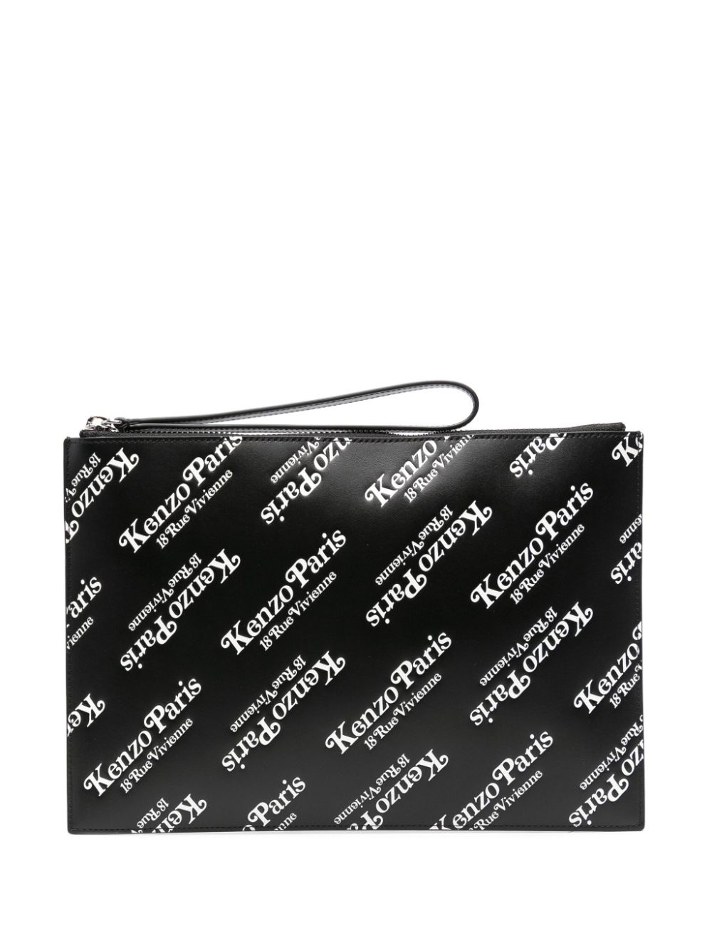 Kenzogram-print leather clutch bag - 1