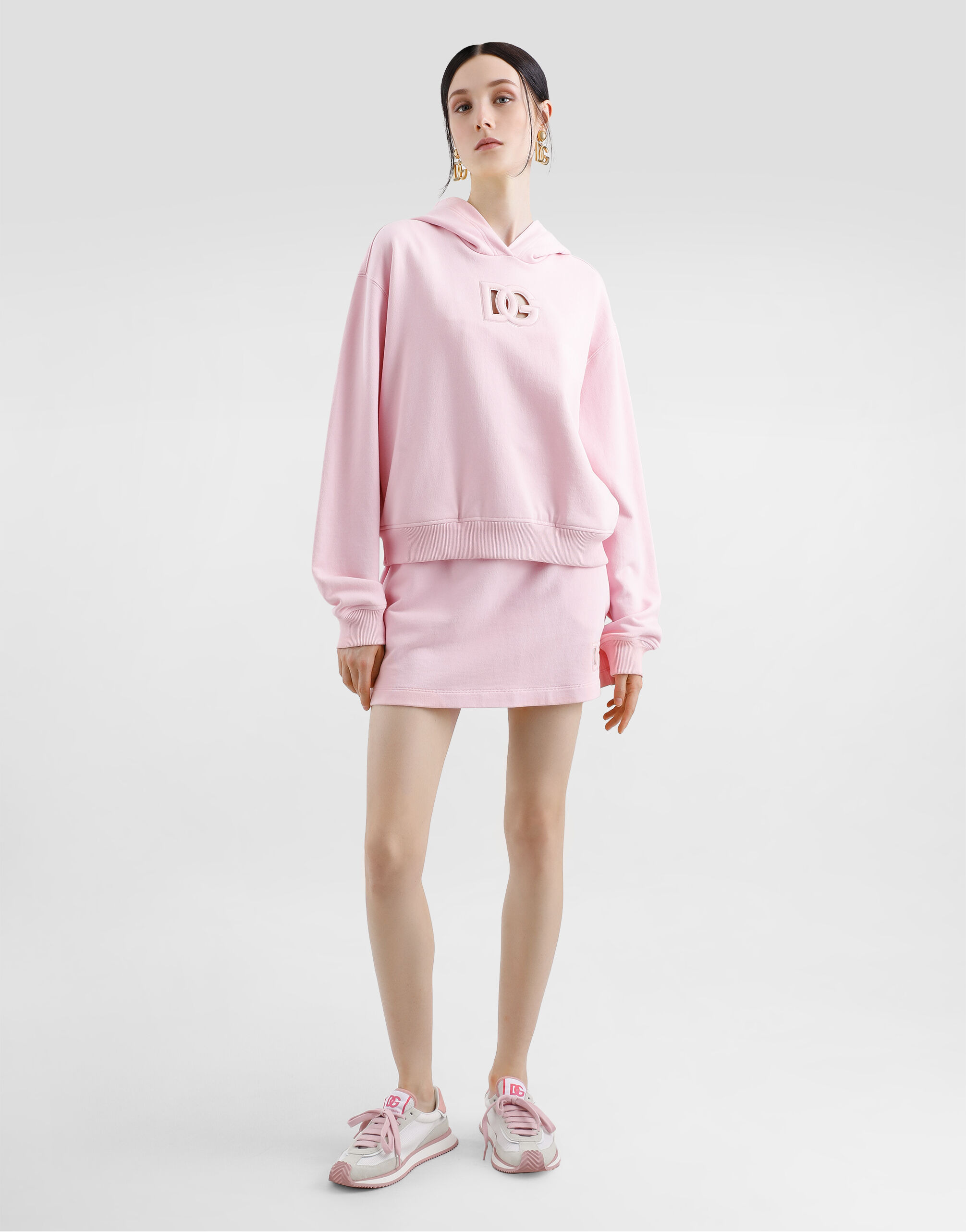 Jersey hoodie with raised DG embroidery - 2