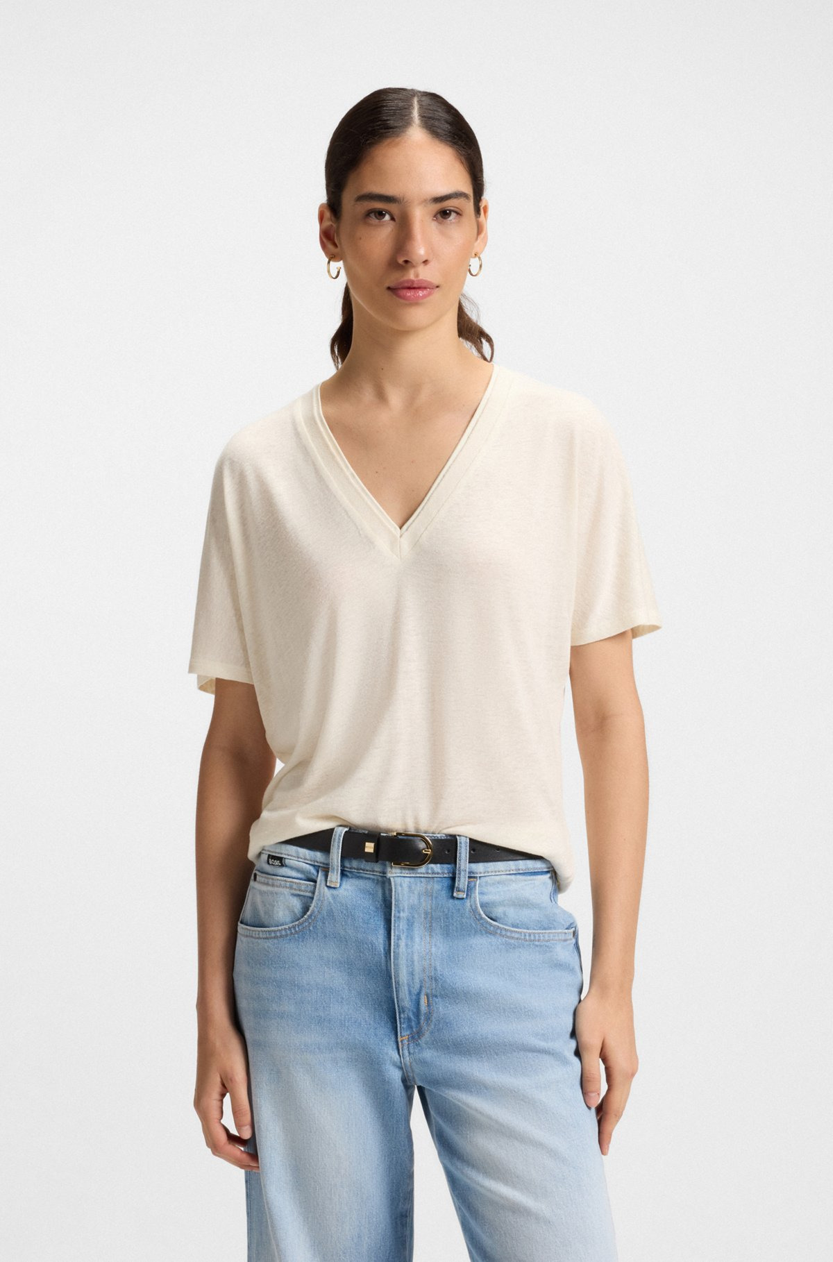 V-NECK T-SHIRT WITH DOUBLE B MONOGRAM - 2