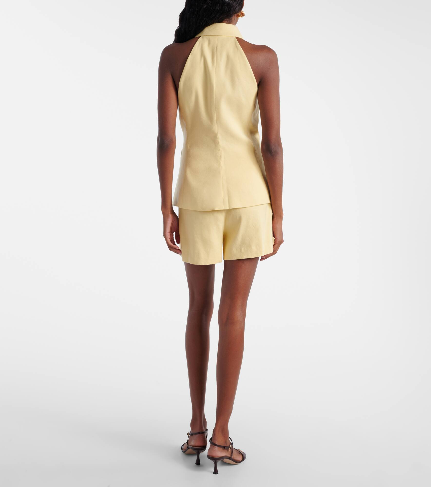 Orlinda halterneck linen-blend vest - 3