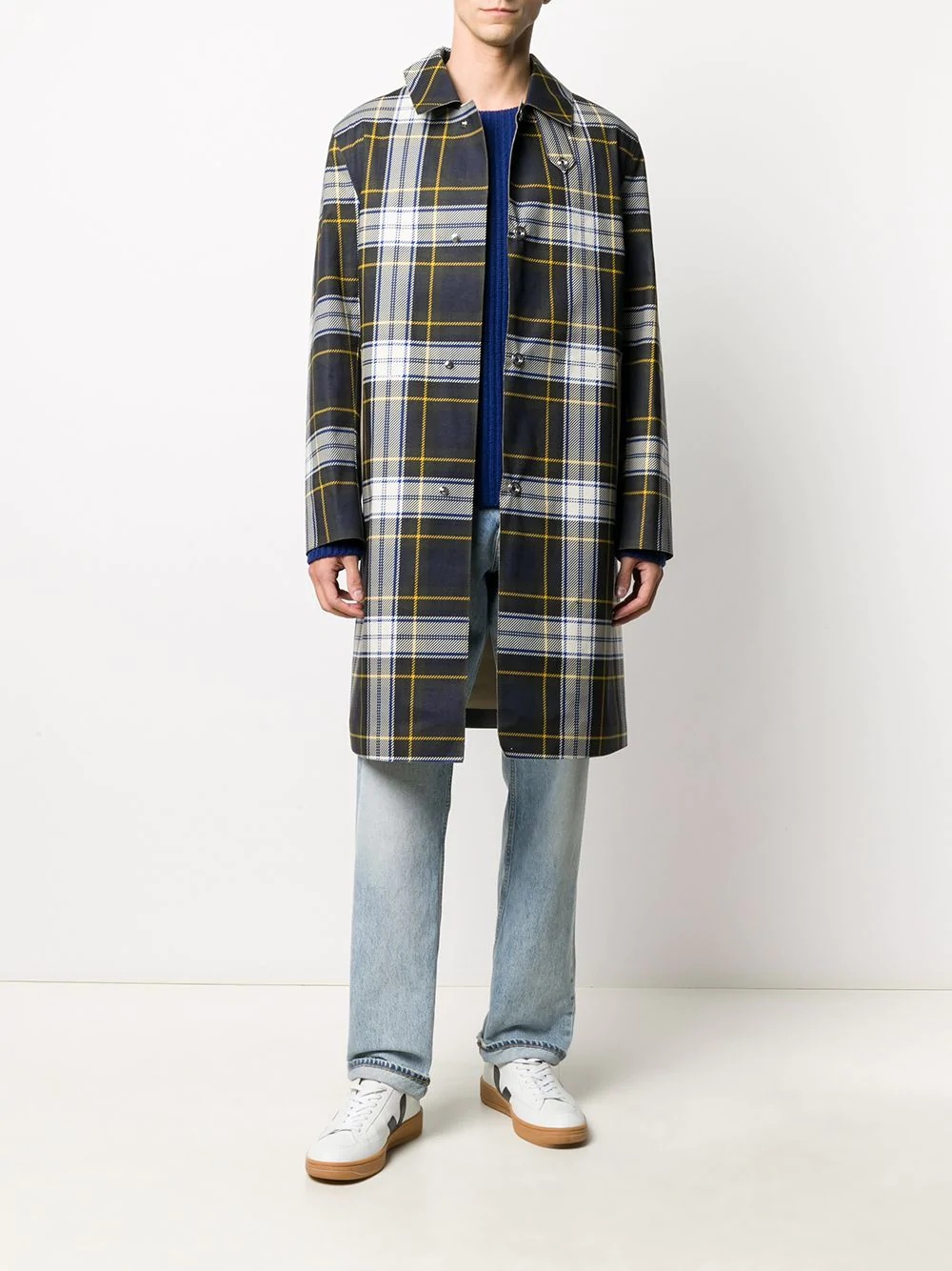 check-pattern car coat - 2