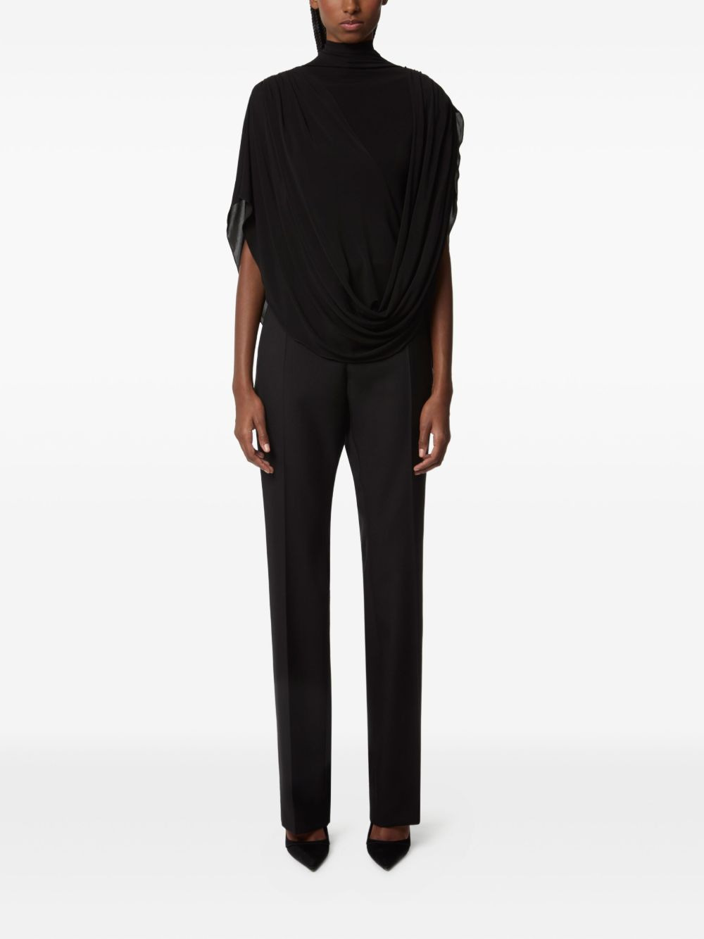 high-neck draped top - 2