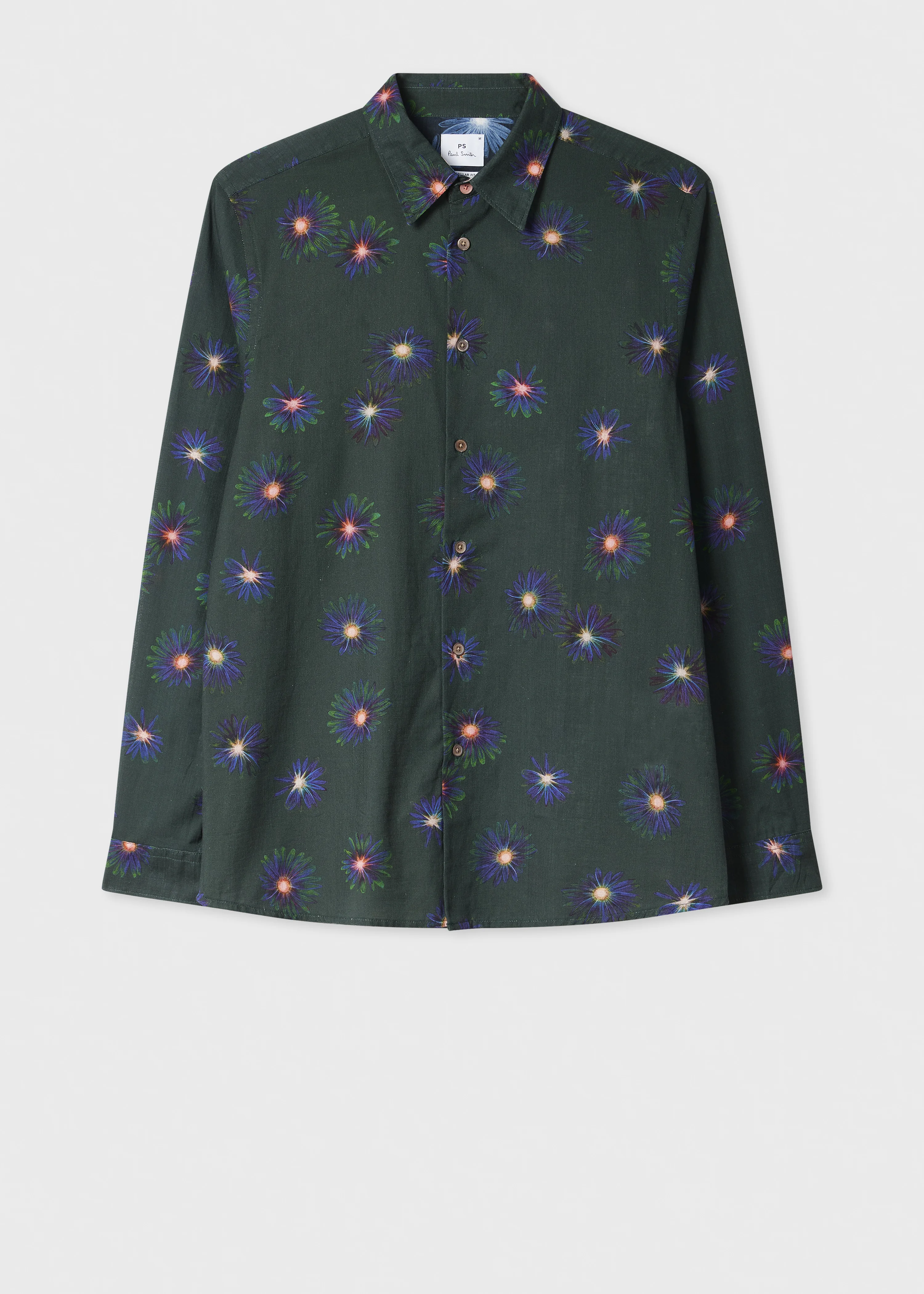 Dark Green 'Luminescent Floral' Print Shirt - 1