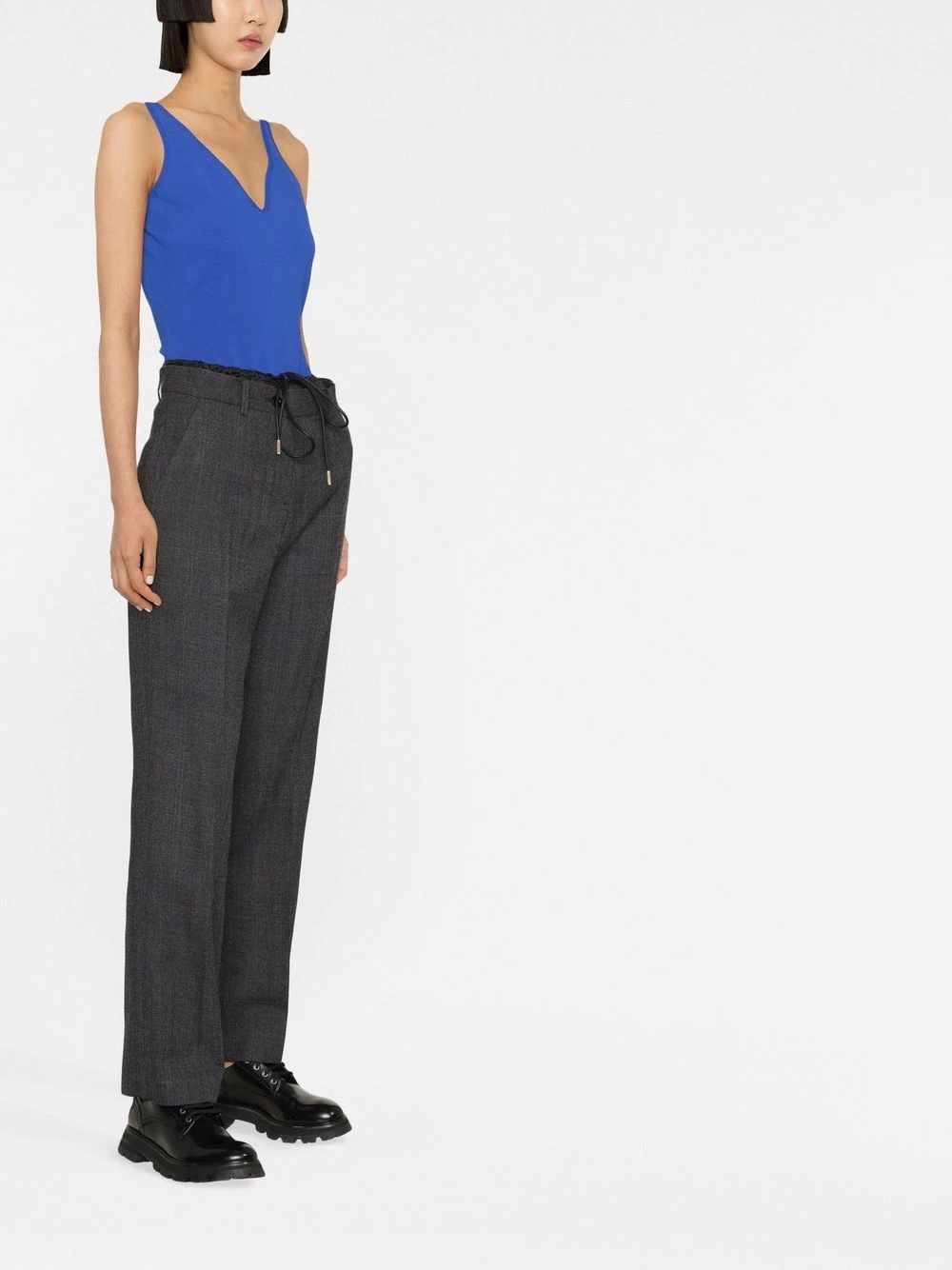 drawstring-fastening straight-leg trousers - 3