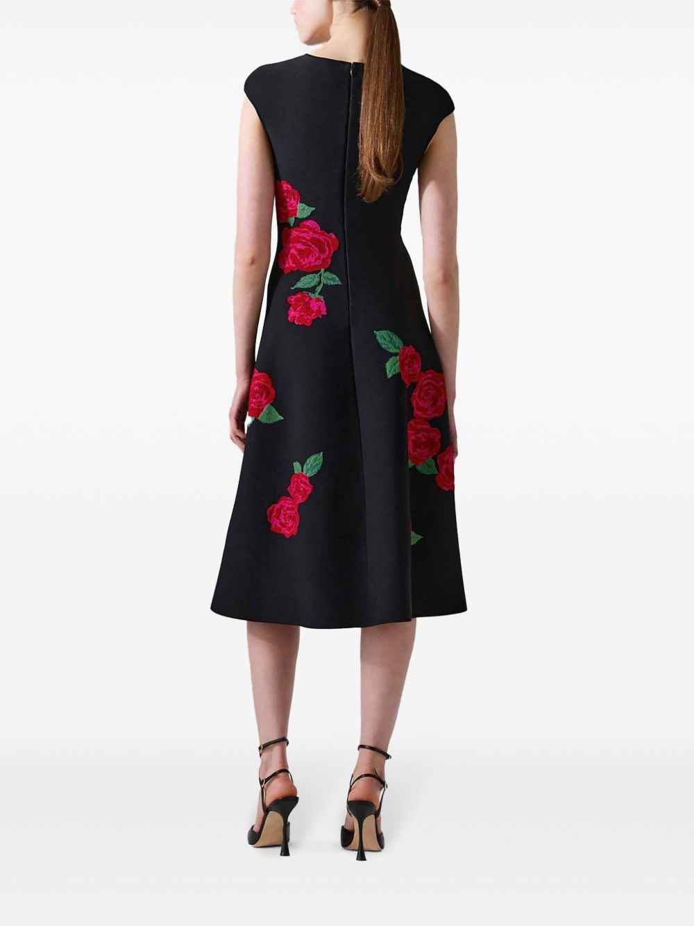 floral-jacquard midi dress - 3
