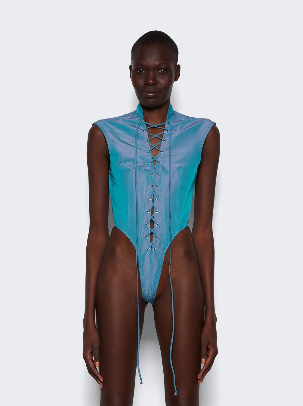 Utility Lace-Up Bodysuit Aqua - 3
