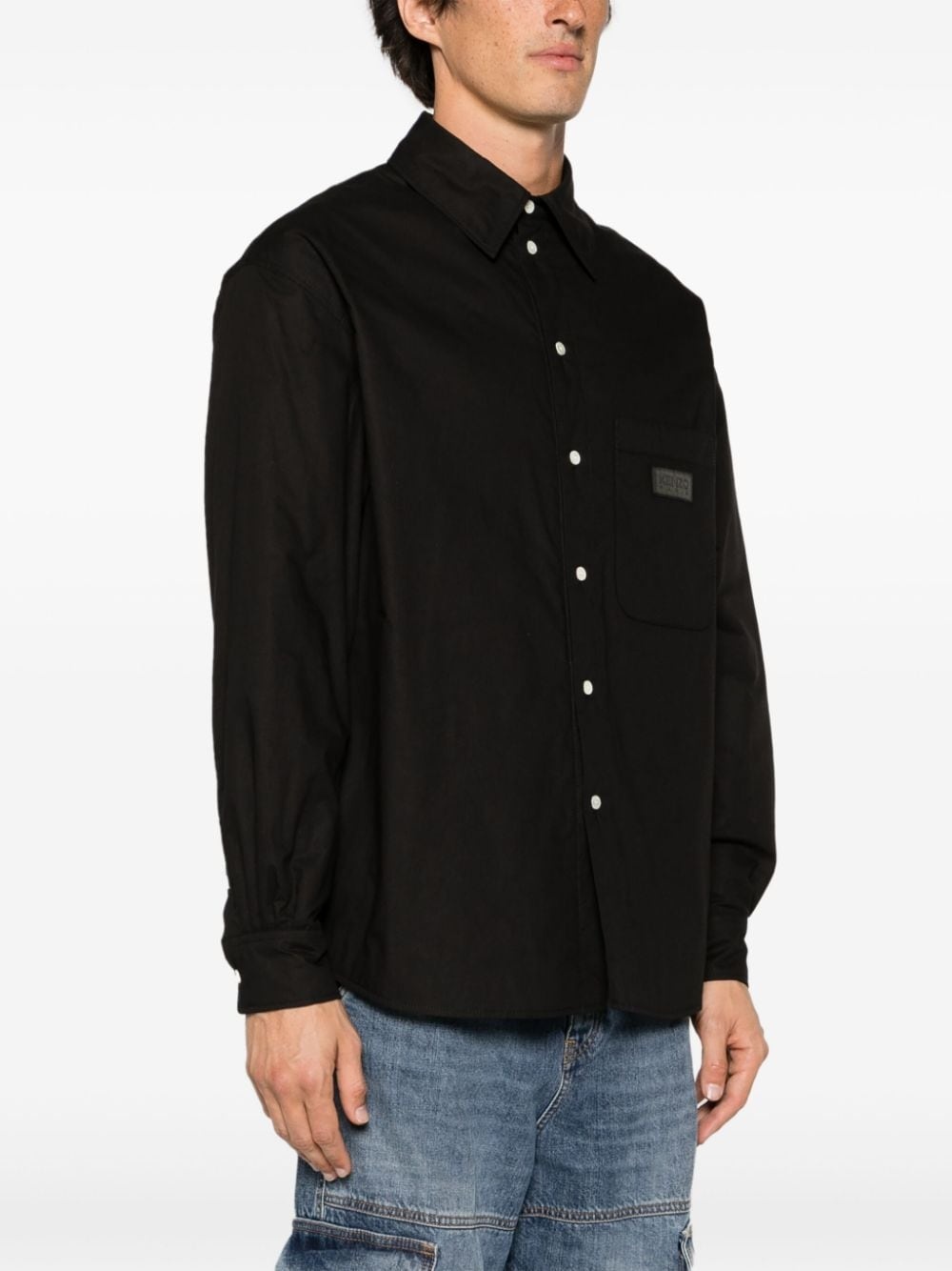 logo-patch padded shirt jacket - 4