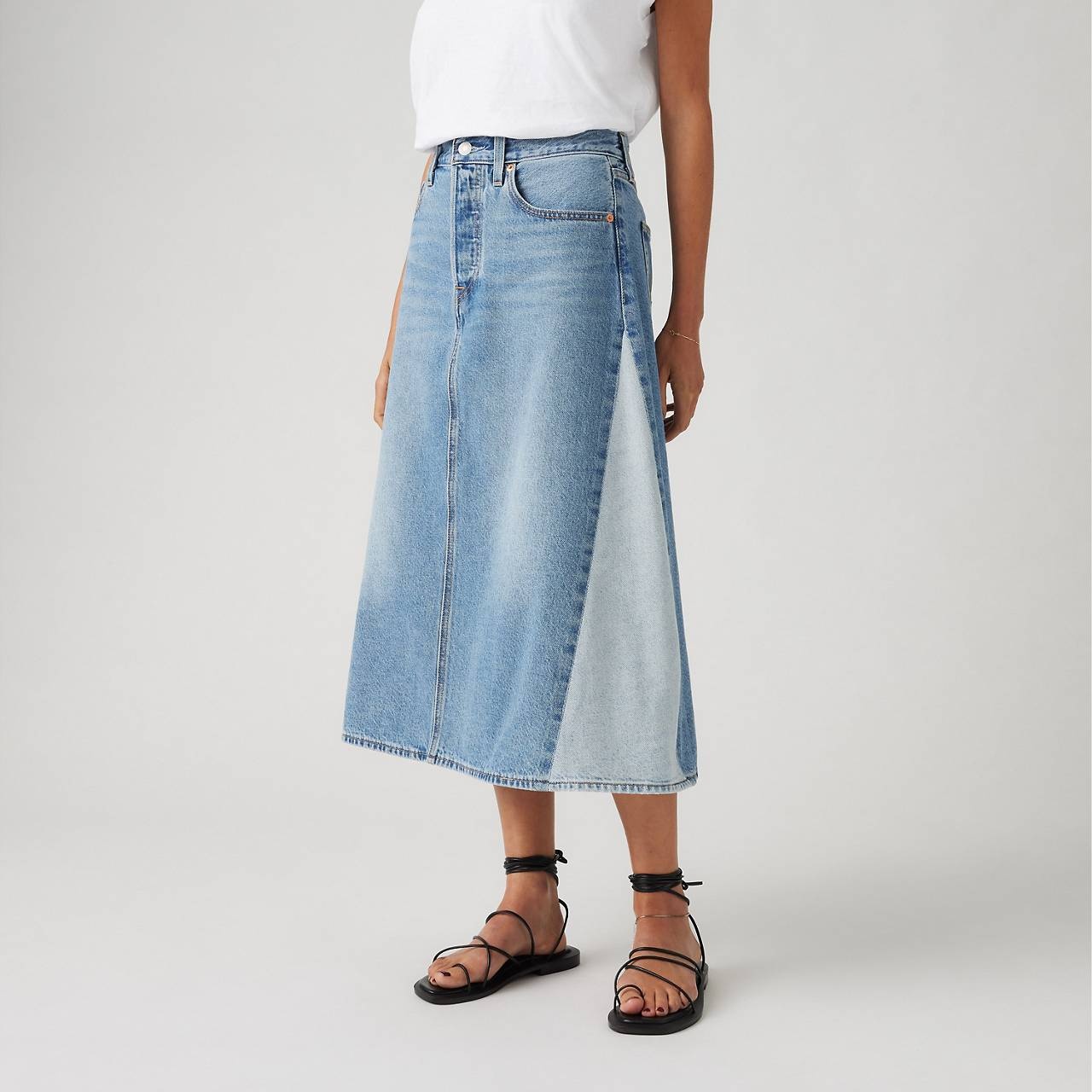 HIGH RISE A-LINE PIECED SKIRT - 4