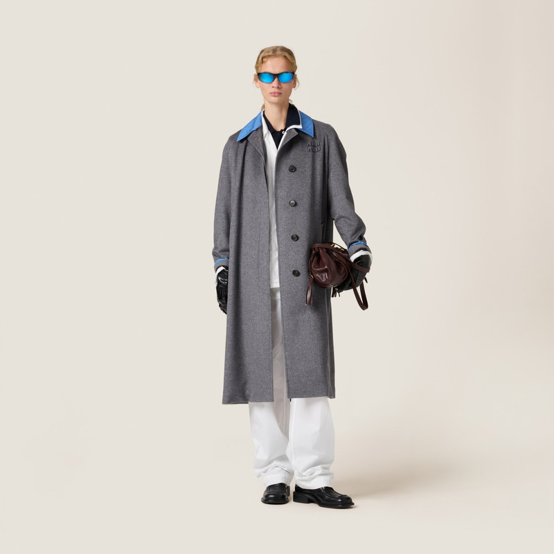 Miu Miu Single-breasted velour coat outlook