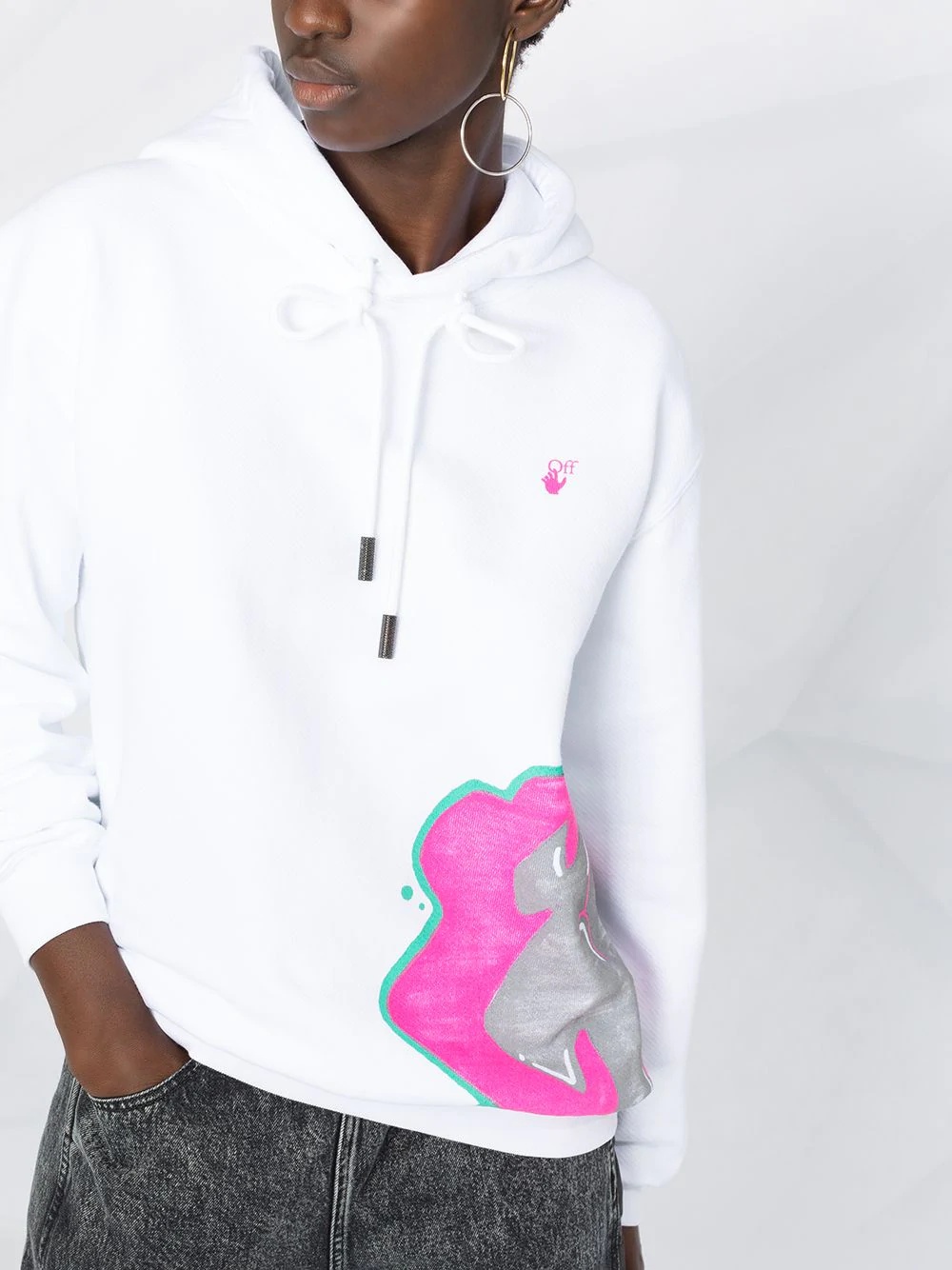 graffiti-print drawstring hoodie - 5