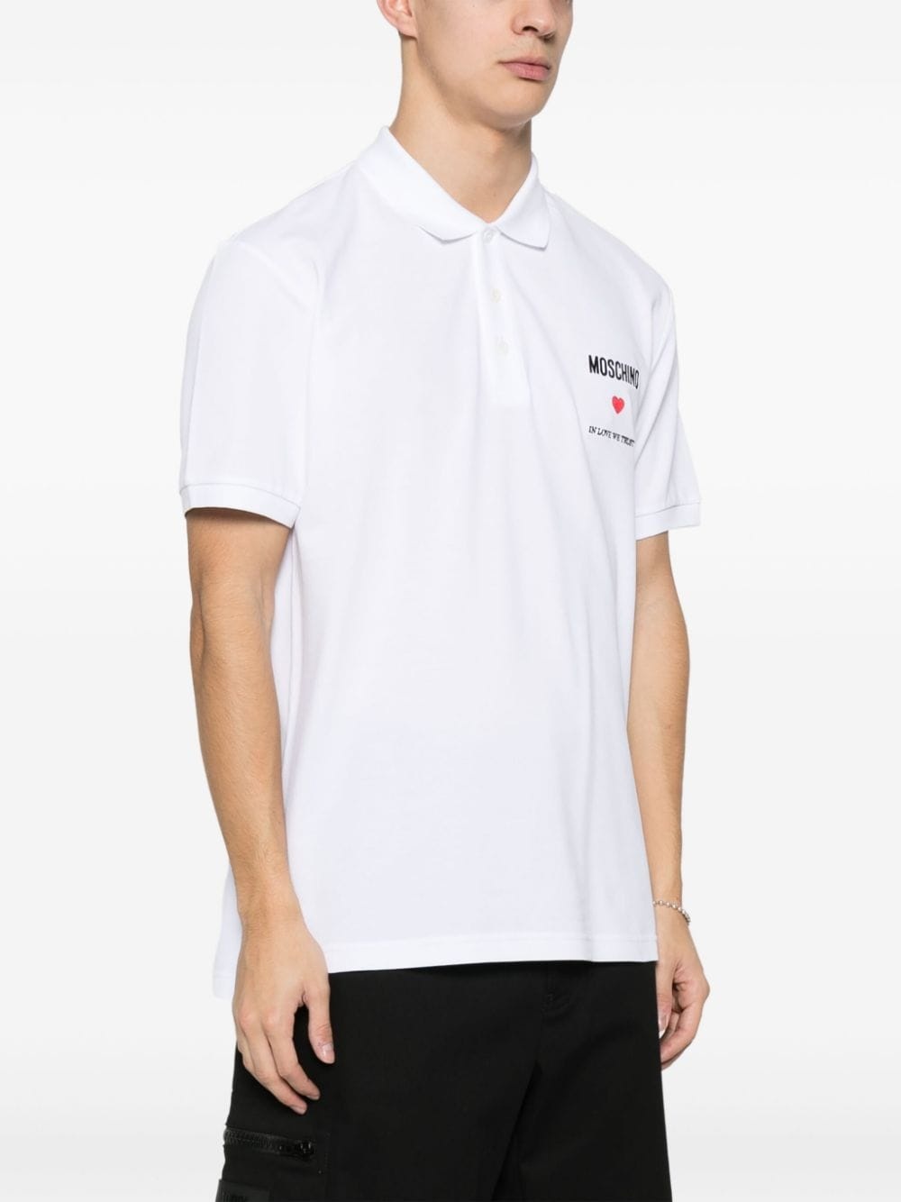 embroidered-quote polo shirt - 3