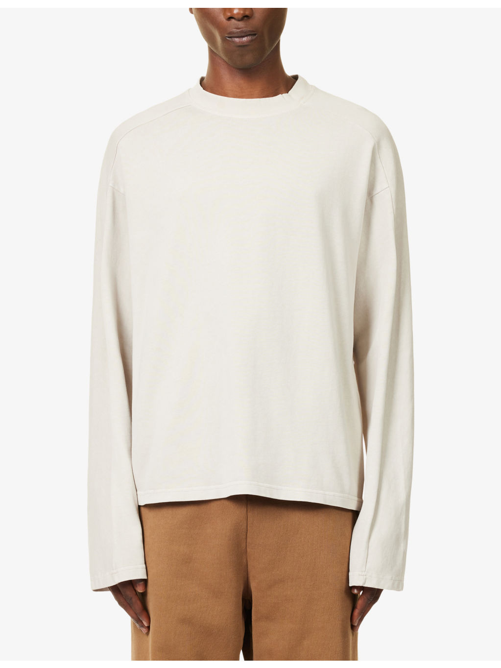Long-Sleeve Washed Crewneck Cotton T-Shirt&nbsp; - 3