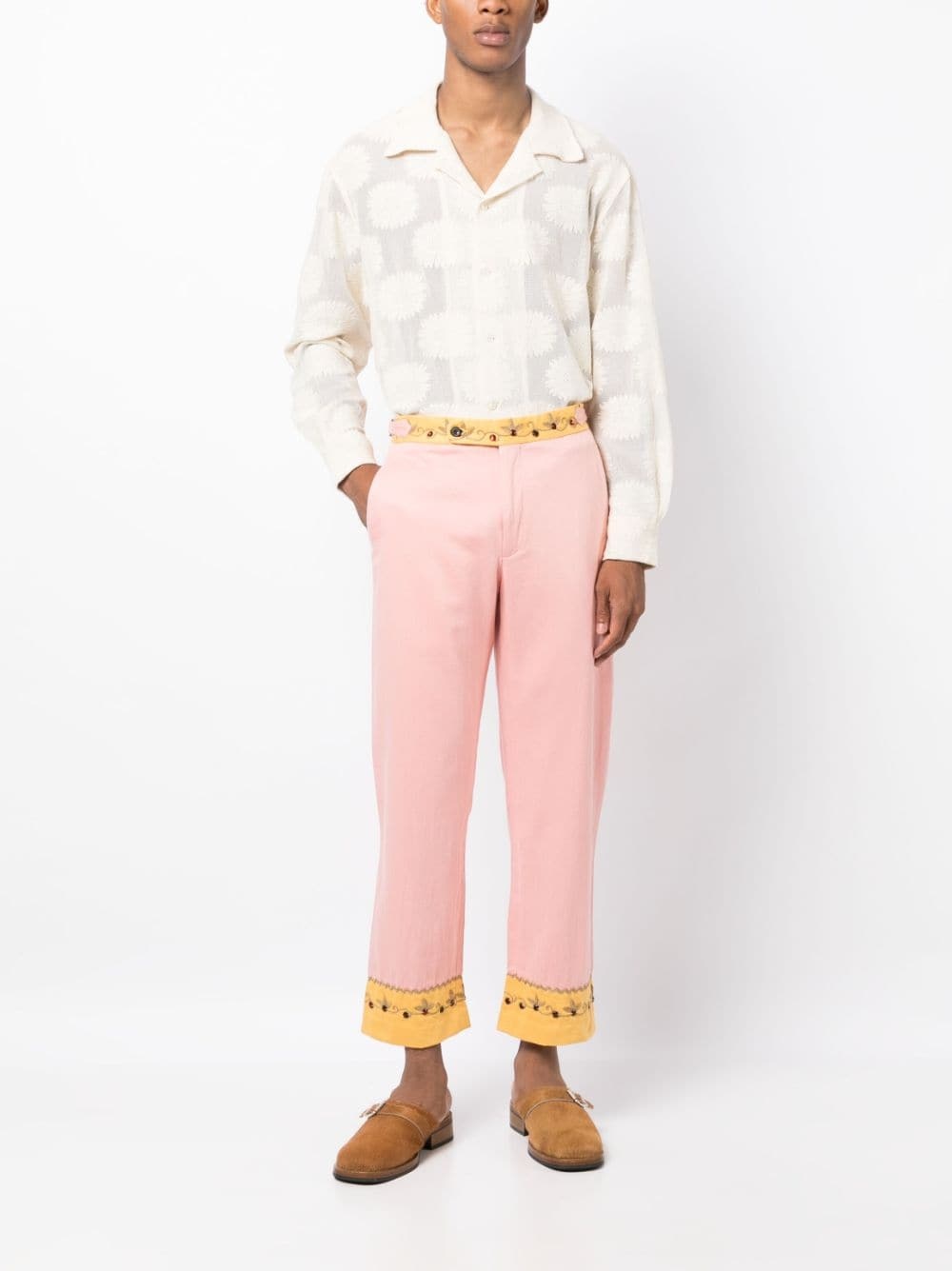 crystal-embellished cropped trousers - 2