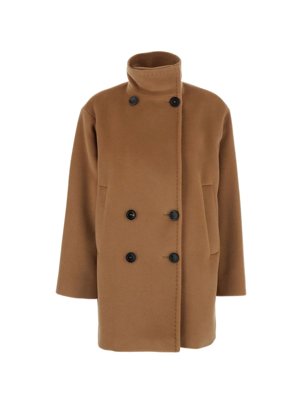 double-breasted high-neck jacket - 1