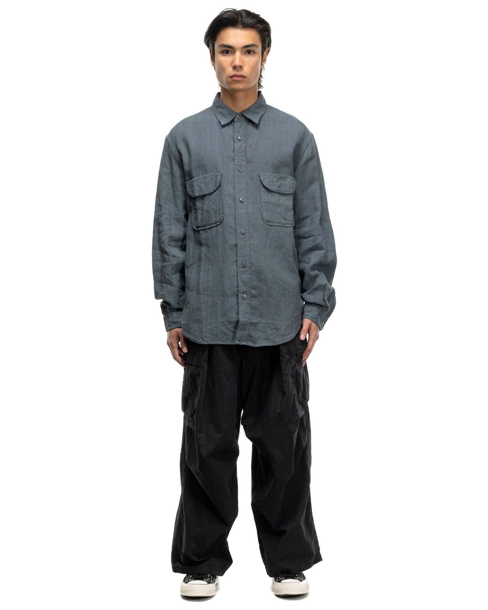 LINEN CLIP SHIRT BLUE GREY - 2