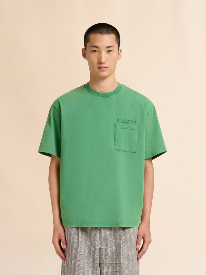 Marni GREEN COTTON T-SHIRT WITH MARNI PATCHES outlook