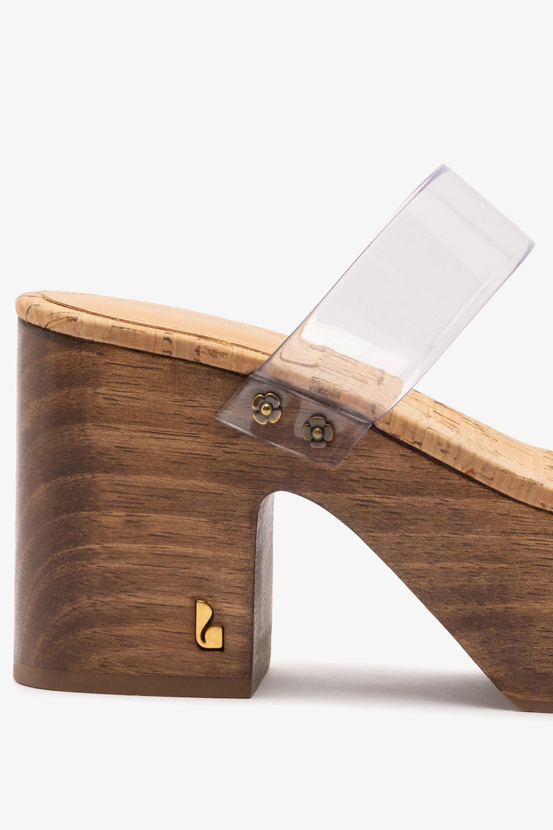 Miso Clear Platform Sandal In Clear Vinyl and Natural Cork 4
