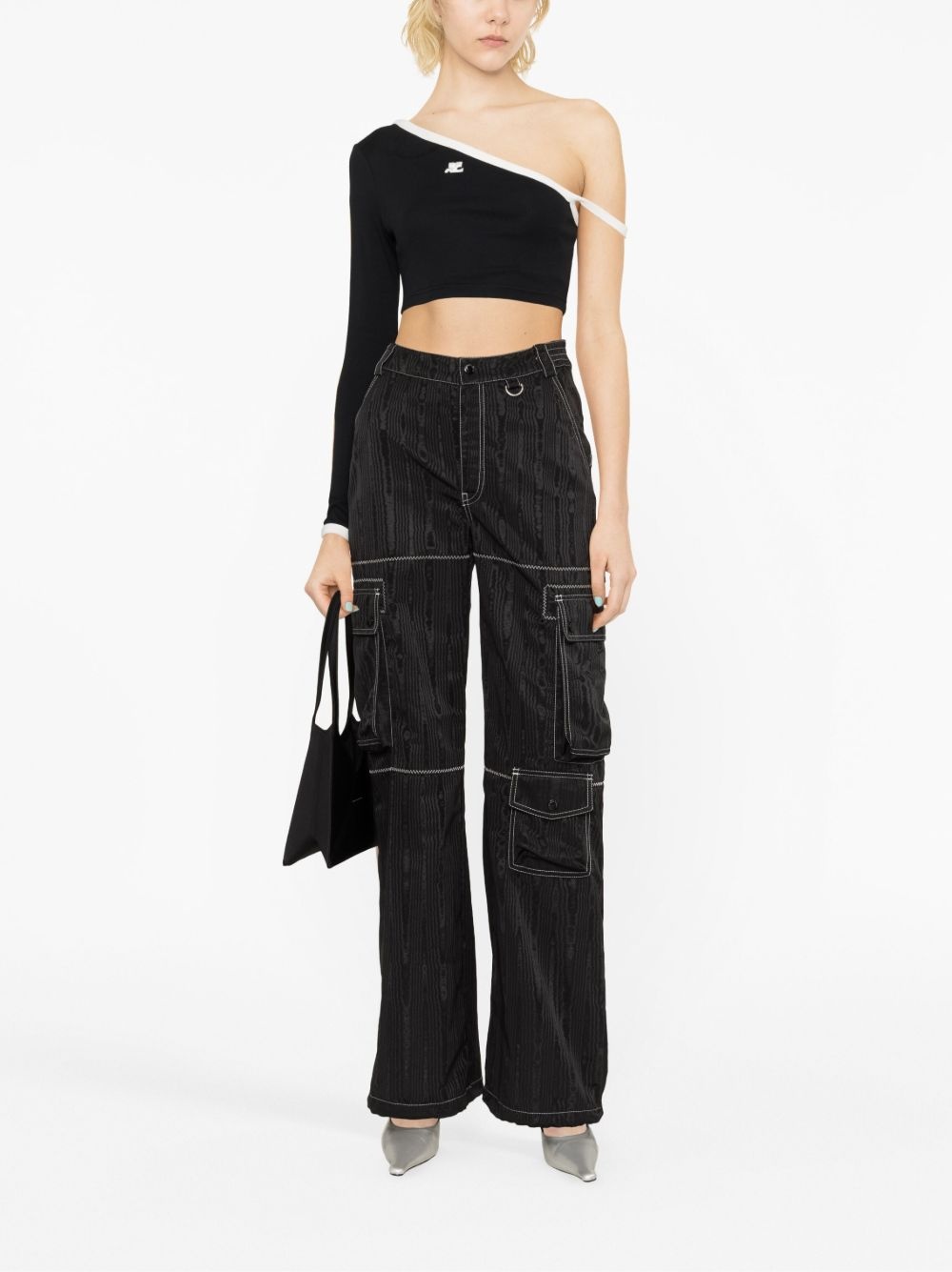 one-shoulder knit crop top - 2