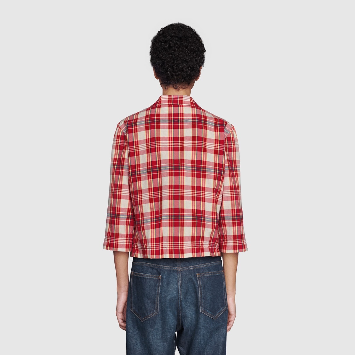 Tartan cotton single breasted jacket - 4