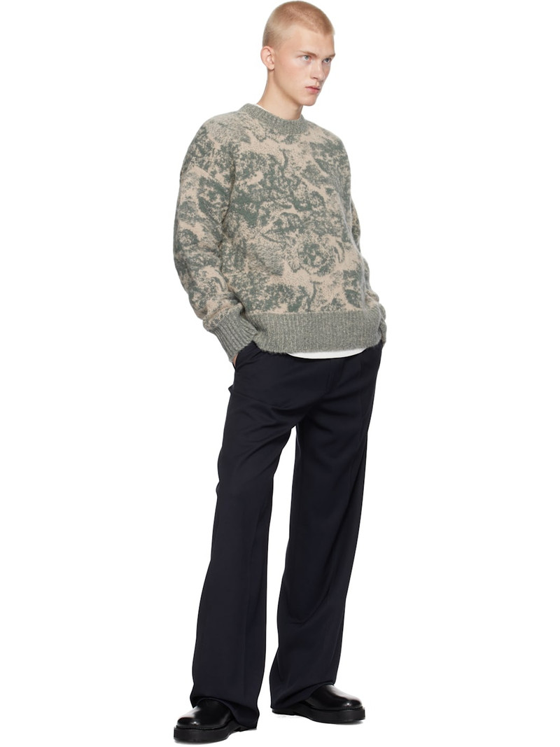 AMI Paris Beige & Green Alpaca Mohair Jacquard Crewneck outlook