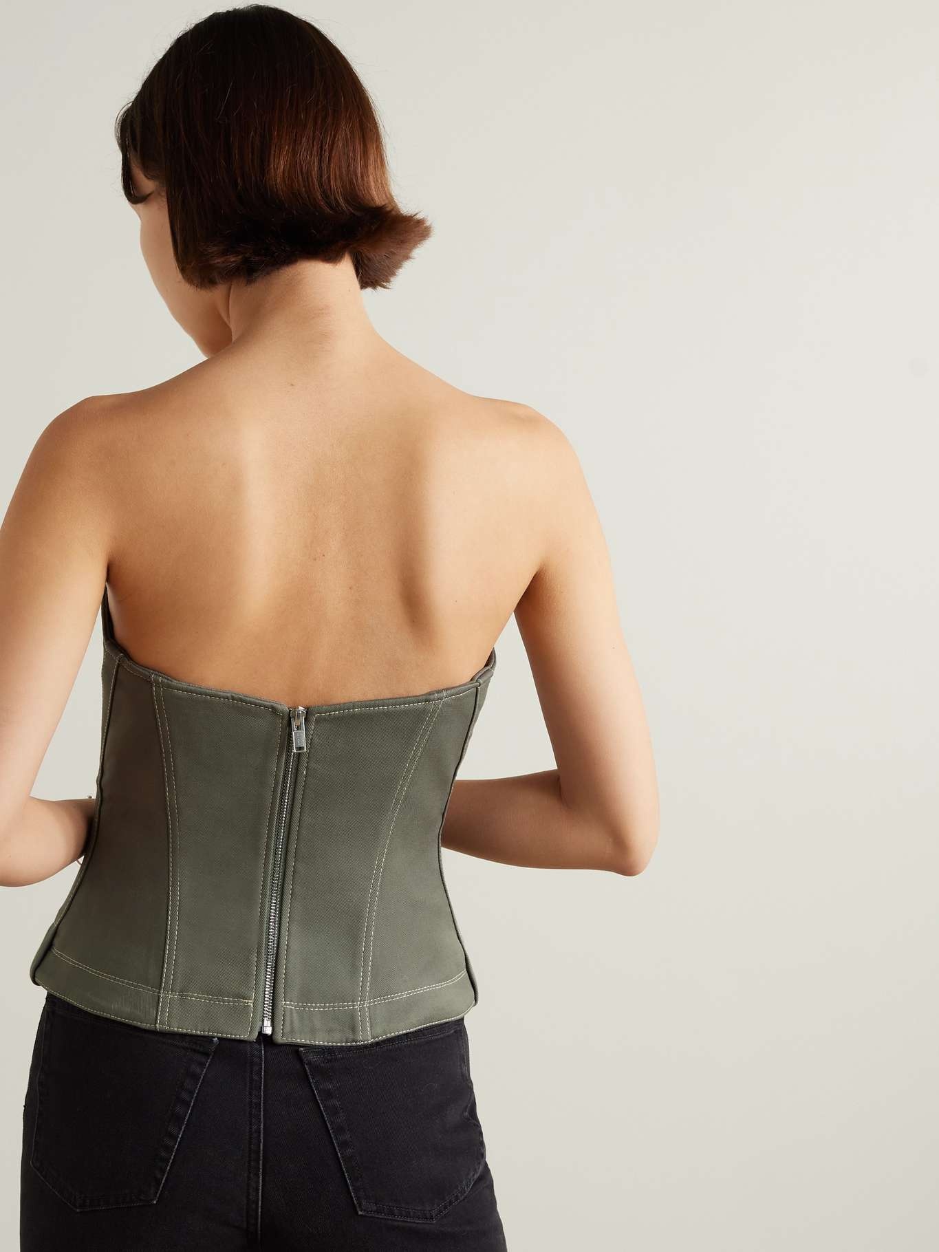 Organic cotton-blend twill bustier top - 3