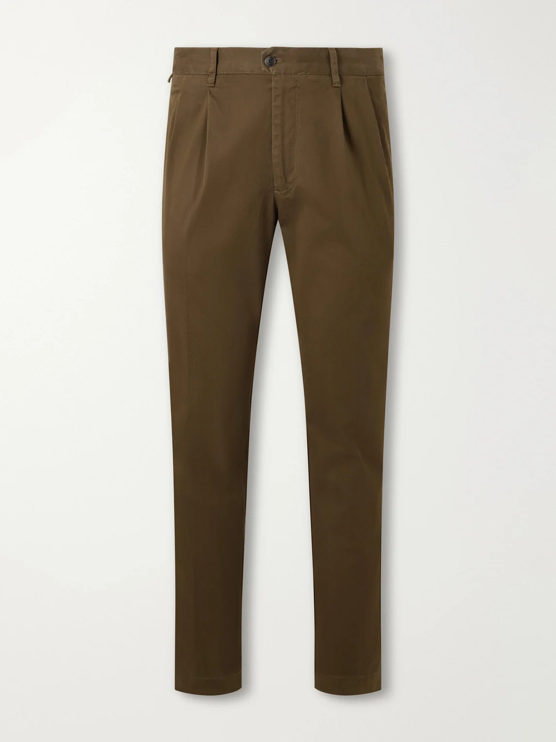 Incotex Tapered Pleated Stretch-Cotton Twill Trousers - 1