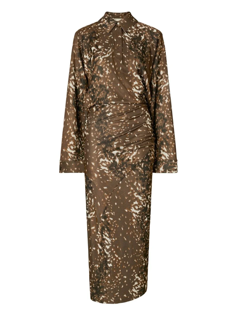 abstract print long sleeves dress - 1