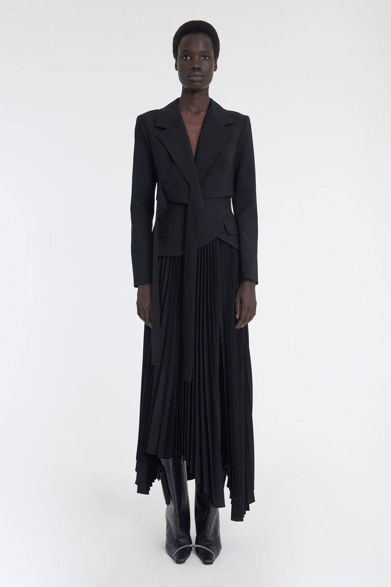 CROPPED WRAP AROUND JACKET WITH TIES BLACK 1