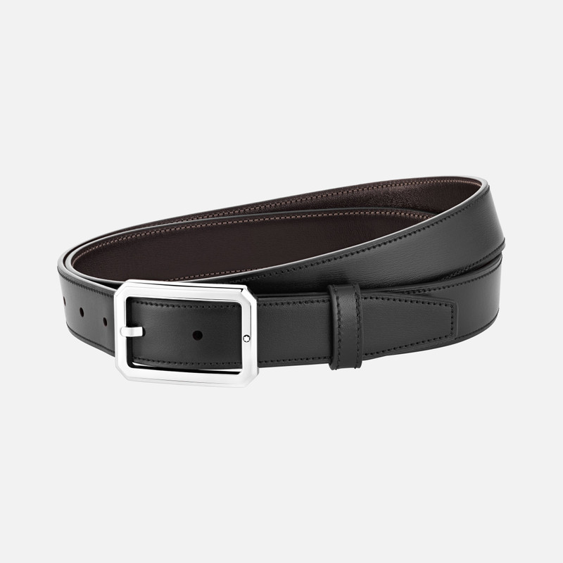 Black/brown 30 mm reversible leather belt 1