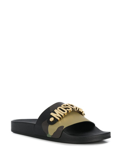 Moschino camouflage logo-lettering slides outlook