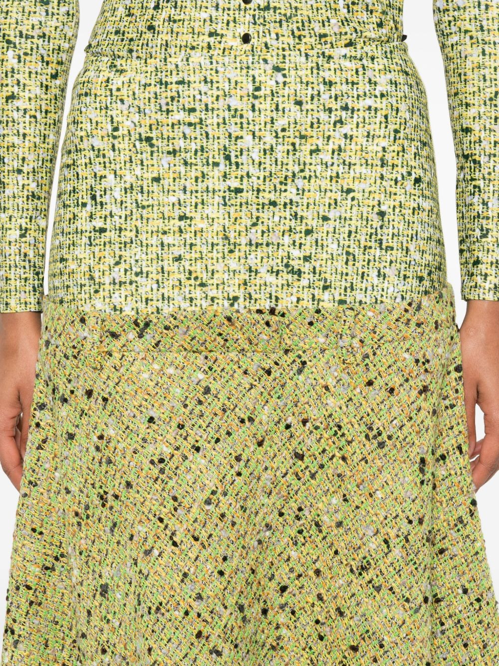 tweed-textured flared midi skirt - 5